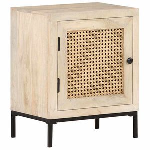 vidaXL Nočna omarica 40x30x50 cm trden mangov les in naravni trst