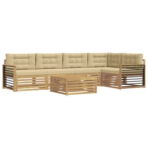 vidaXL Zunanja garnitura za sedenje 6 pcs Bela in bež Poliester