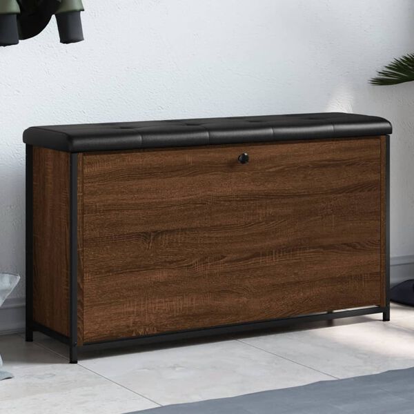 vidaXL Klop za čevlje s preklopnim predalom rjavi hrast 102x32x56 cm