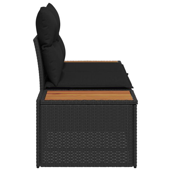 vidaXL Vrtni kavč Črna 184 x 62 x 85cm poli ratan