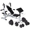 vidaXL Vadbena klop s kompletom uteži in stojalom 120 kg