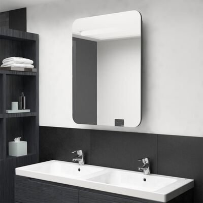vidaXL LED kopalniška omarica z ogledalom antracitna 60x11x80 cm