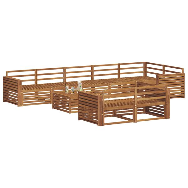 vidaXL Zunanja garnitura za sedenje 9 pcs Naravna