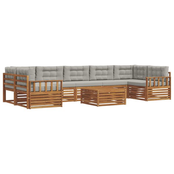 vidaXL Zunanja garnitura za sedenje 8 pcs Naravna in svetlo siva