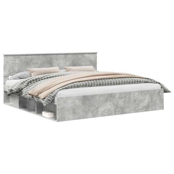 vidaXL Konstrukcija postelje Beton 200 x 200 cm Masivno borovo les