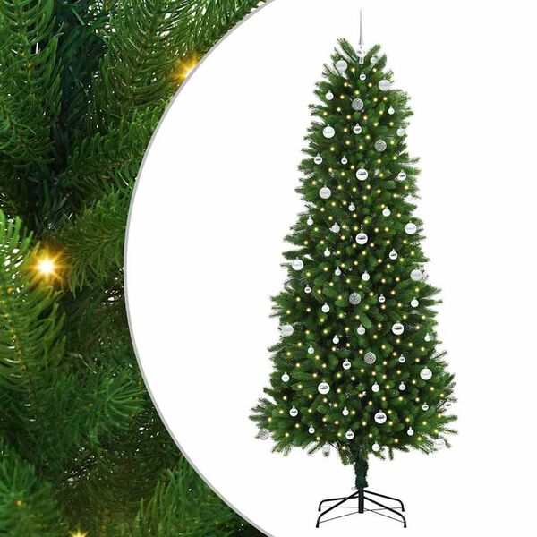 vidaXL Božično drevo med 300 LED z stojalom Zelena 240 cm PE