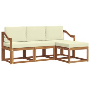 vidaXL Zunanja garnitura za sedenje z blazino 4 pcs Naravna in smetana