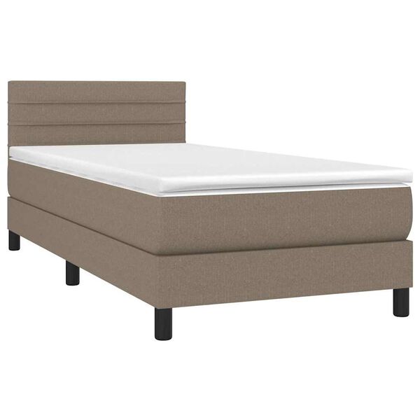 vidaXL Box spring postelja z vzmetnico taupe 100x200 cm blago
