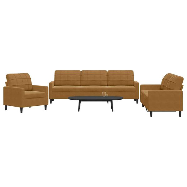 vidaXL Sedežna garnitura 3-delna z blazinami rjav žamet