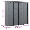vidaXL Garderobna omara s 4 predelki siva 175x45x170 cm