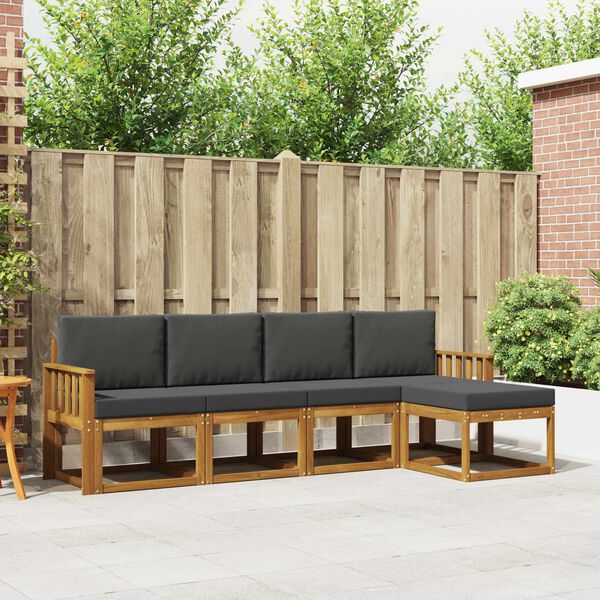 vidaXL Zunanja garnitura za sedenje 5 pcs Naravna in antracitna