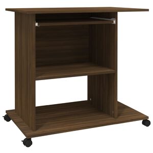 vidaXL Računalni&scaron;ka miza rjav hrast 80x50x75 cm konstruiran les