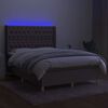 vidaXL Box spring postelja z vzmetnico LED taupe 140x190 cm blago