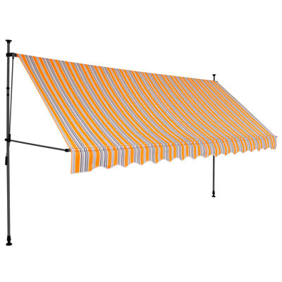 vidaXL Ročno zložljiva tenda z LED lučkami 400 cm rumena in modra