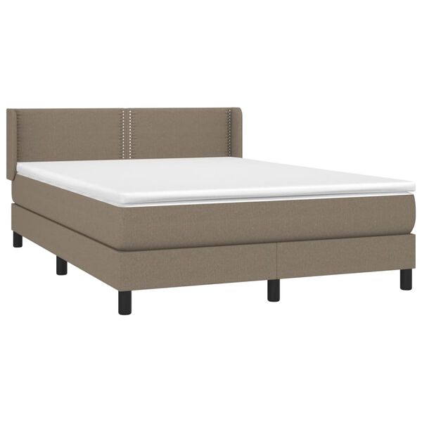 vidaXL Box spring postelja z vzmetnico taupe 140x190 cm blago