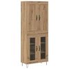 vidaXL Visok predalnik Umetni hrast 69,5 x 34 x 180 cm Konstruiran les