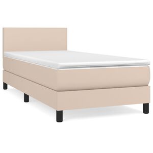 vidaXL Box spring postelja z vzmetnico kapučino 90x190 cm umetno usnje
