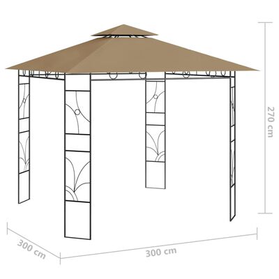 vidaXL Paviljon 3x3x2,7 m taupe 160 g/m²