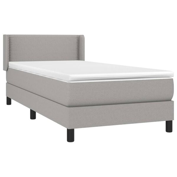 vidaXL Box spring postelja z vzmetnico svetlo siva 90x190 cm blago