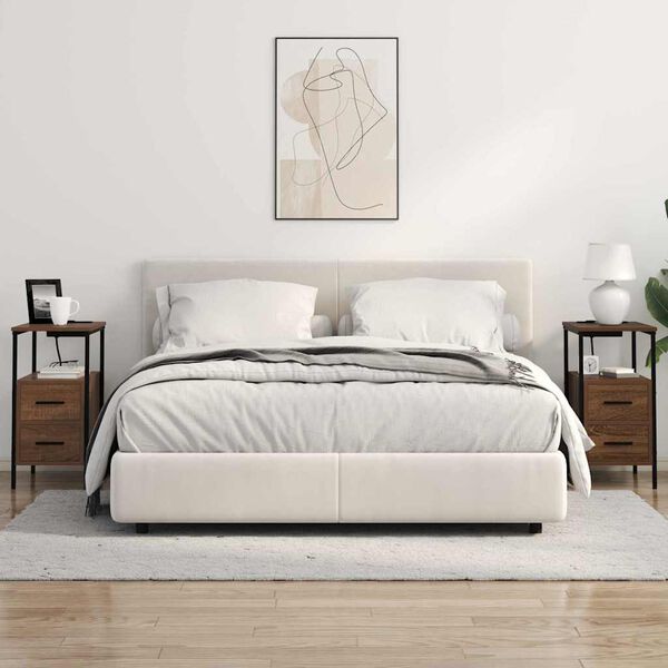 vidaXL Nočna omarica 2 pcs Rjav hrast 30 x 48 x 61 cm Konstruiran les