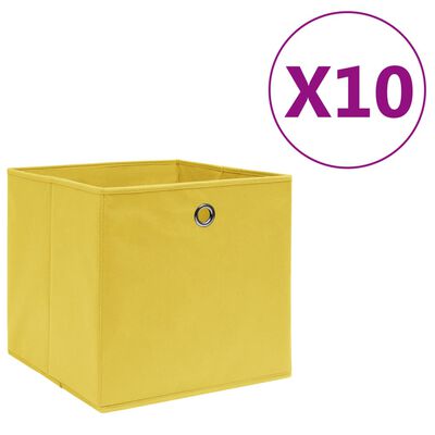 vidaXL Škatle 10 kosov netkano blago 28x28x28 cm rumene