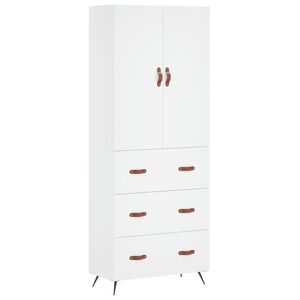 vidaXL Visoka omara bela 69,5x34x180 cm inženirski les