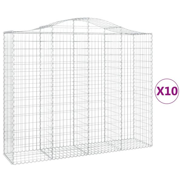 vidaXL Obokane gabion košare 10kosi 200x50x160/180 cm pocinkano železo