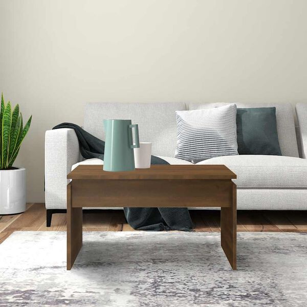 vidaXL Klubska mizica rjav hrast 68x50x38 cm inženirski les