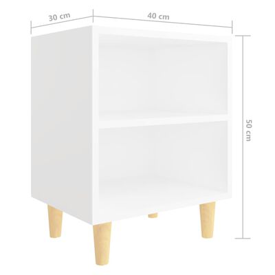 vidaXL Nočna omarica z lesenimi nogami bela 40x30x50 cm