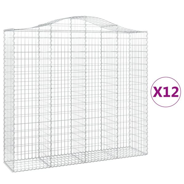 vidaXL Obokane gabion košare 12kosa 200x50x180/200 cm pocinkano železo