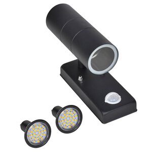 vidaXL LED stenska svetilka iz nerjavečega jekla črna s senzorjem