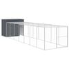 vidaXL Pasja uta z izhodom antracitna 214x865x181 cm pocinkano jeklo