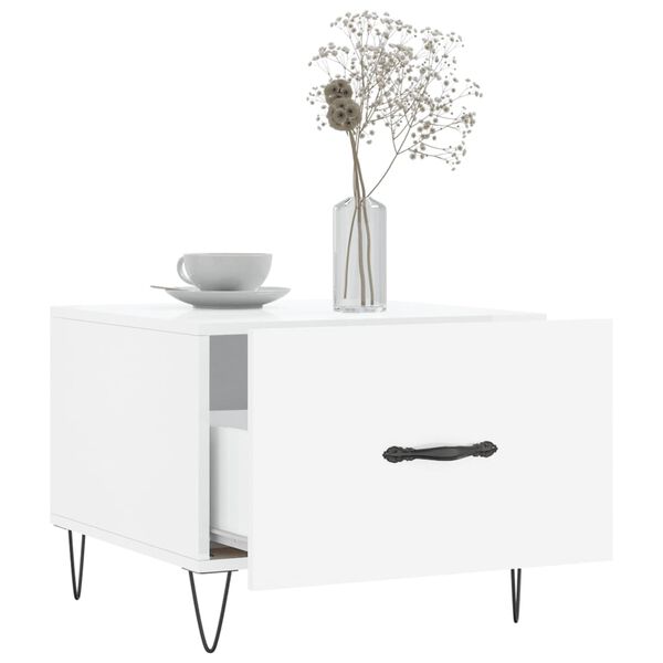 vidaXL Klubska mizica 2 kosa visok sijaj bela 50x50x40 cm inžen. les