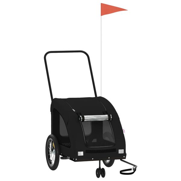 vidaXL Kolesarska prikolica za hi&scaron;ne ljubljenčke črna