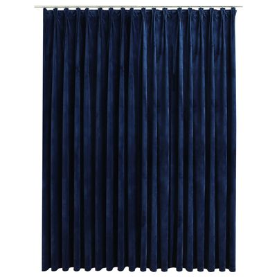 vidaXL Zatemnitvena zavesa z obešali žametna temno modra 290x245 cm