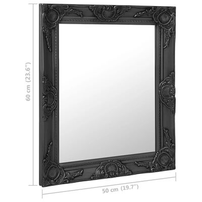vidaXL Stensko ogledalo v baročnem stilu 50x60 cm črno