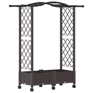 vidaXL Dvignjeno leži&scaron;če s trellisom in streho Rjava 124 x 40 x 129 cm