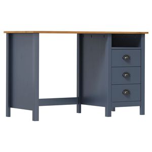 vidaXL Pisalna miza Hill s 3 predali siva 120x50x74 cm borovina