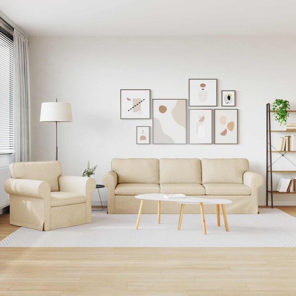 vidaXL Kavč 2 pcs krema