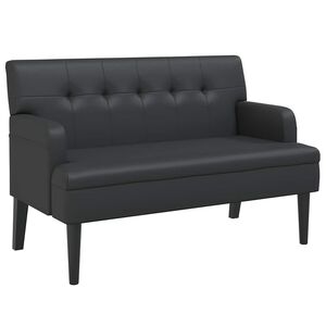 vidaXL Klop z naslonjalom črne barve 112x65,5x75 cm umetno usnje