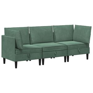 vidaXL Komplet pohi&scaron;tva za dnevno sobo 3 pcs Morsko zelena Žamet