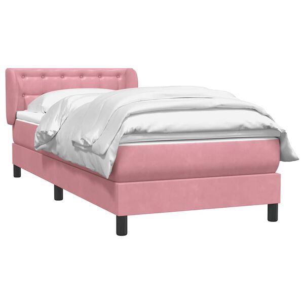 vidaXL Box Spring postelja z vzmetnico Pink 100x220 cm Velvet