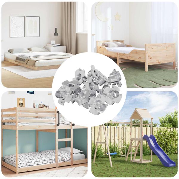 vidaXL Večkraka T-matica 12 pcs srebrna M6 mm Jeklo