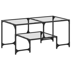 vidaXL Klubska mizica s stekleno povr&scaron;ino 98,5x50x45 cm jeklo
