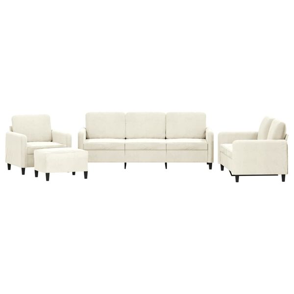 vidaXL Sedežna garnitura 4-delna krem žamet