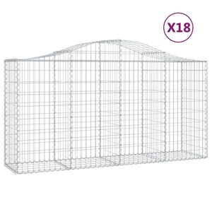 vidaXL Obokana gabionska ko&scaron;ara 18 kos 200x50x100/120cm cinkano železo