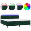 vidaXL Box spring postelja z vzmetnico LED tem. zelena 200x200cm žamet