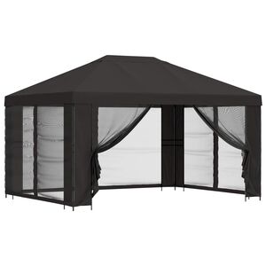 vidaXL Vrtni gazebo s stranskimi stenami 4 &times; 3 m Antracit