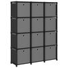 vidaXL Regal z 12 &scaron;katlami črn 103x30x141 cm blago