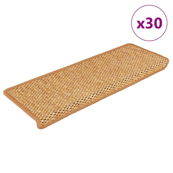 vidaXL Samolepilne preproge za stopnice sisal 30 kosov 65x21x4 sisal